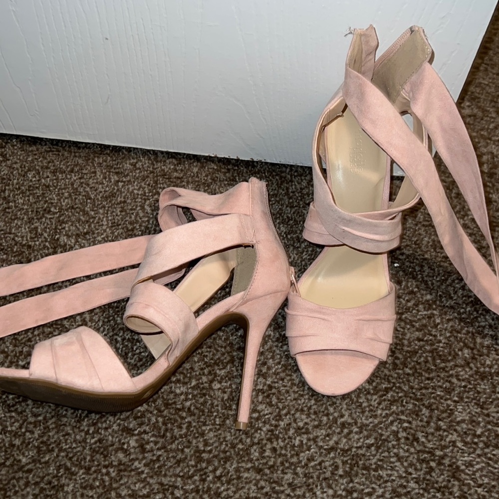 Pink Lace Up Heels